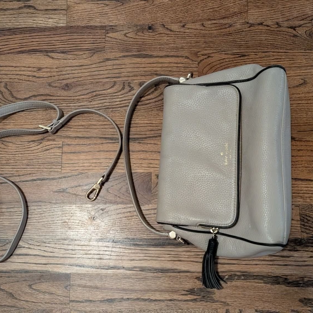 Kate Spade Light Gray Crossbody Bag with Black Accents